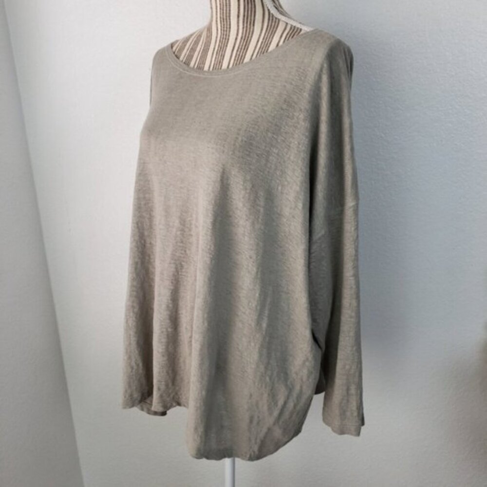 ESKANDAR Linen Boxy Tunic Top Lagenlook Oversized O/S Minimalist Art-to-Wear